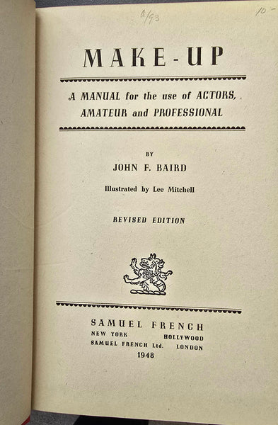 MAKE-UP by John F. Baird: Craft Manual for Theater Actors 1940's